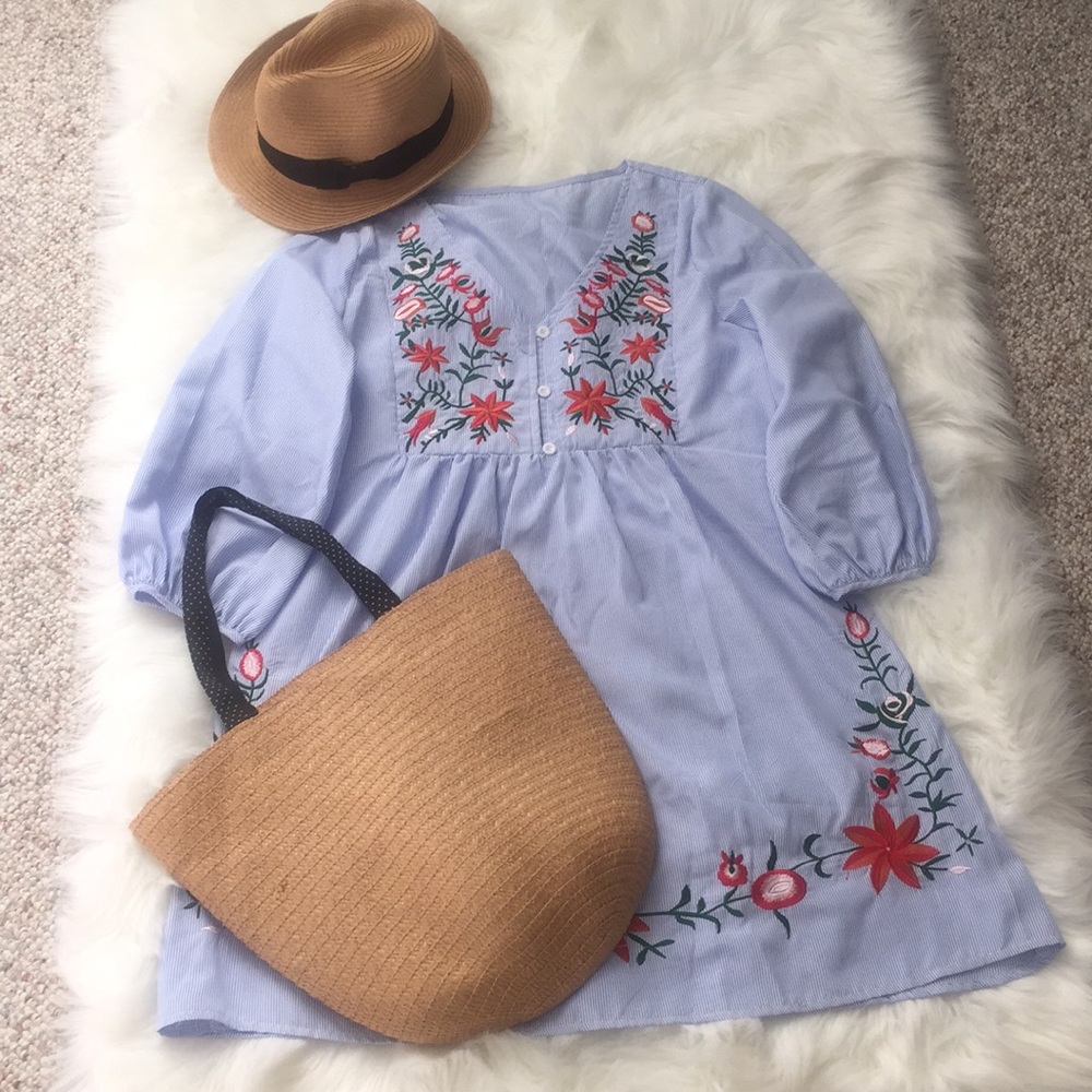 Blue embroidered sundress